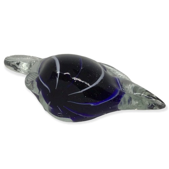 Handmade Glass Art Fish Purple White Stripe Angel Paperweight Sculpture Figurine - Picture 7 of 7